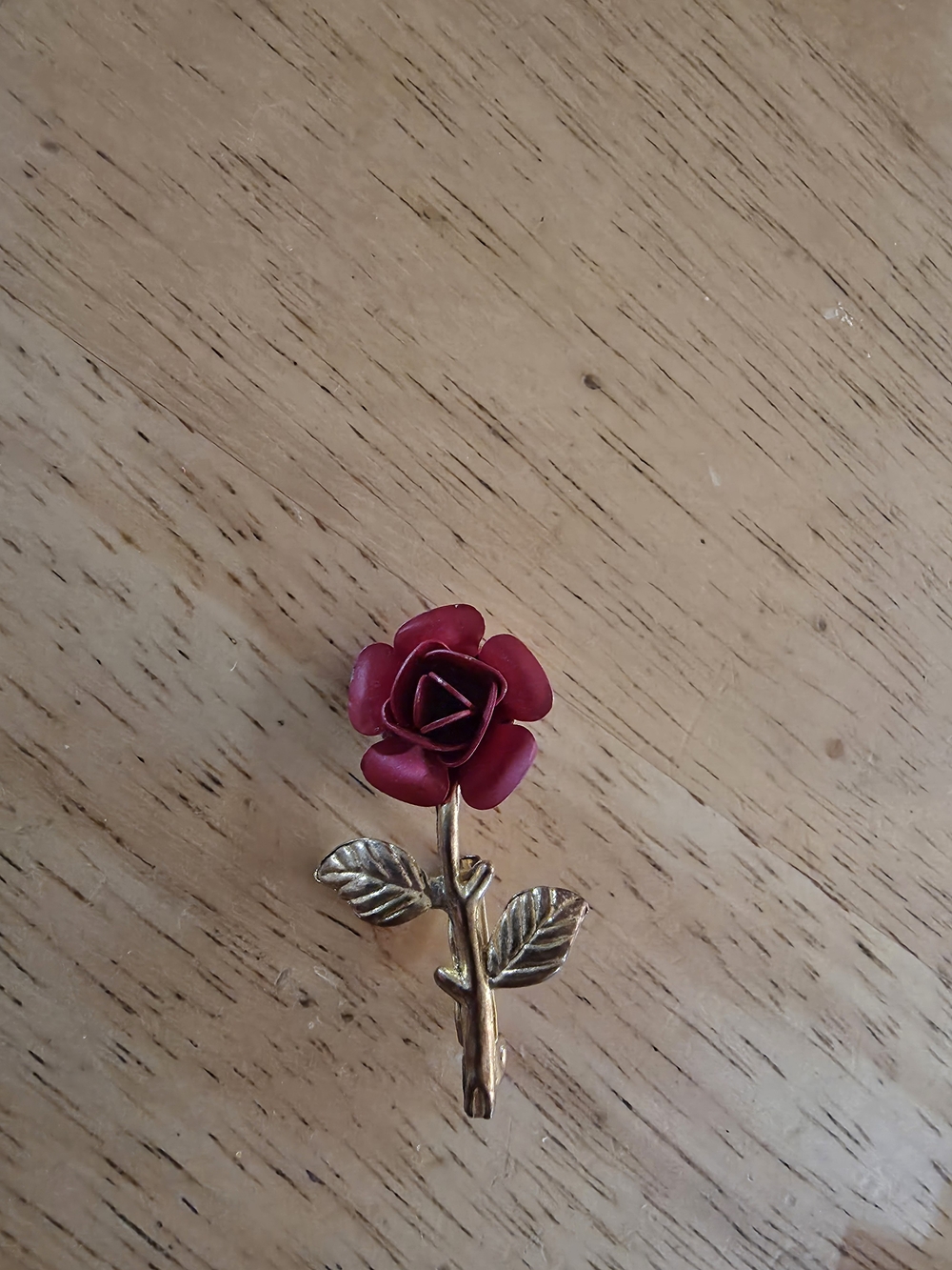 Vintage Red Rose Open Bloom Brooch